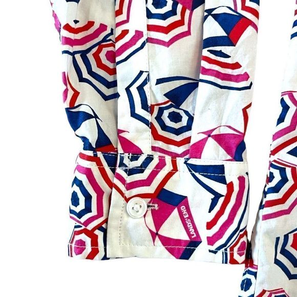 Lands End Women's Multicolor White Beach Umbrella Boyfriend Tunic Medium - Picture 7 of 14